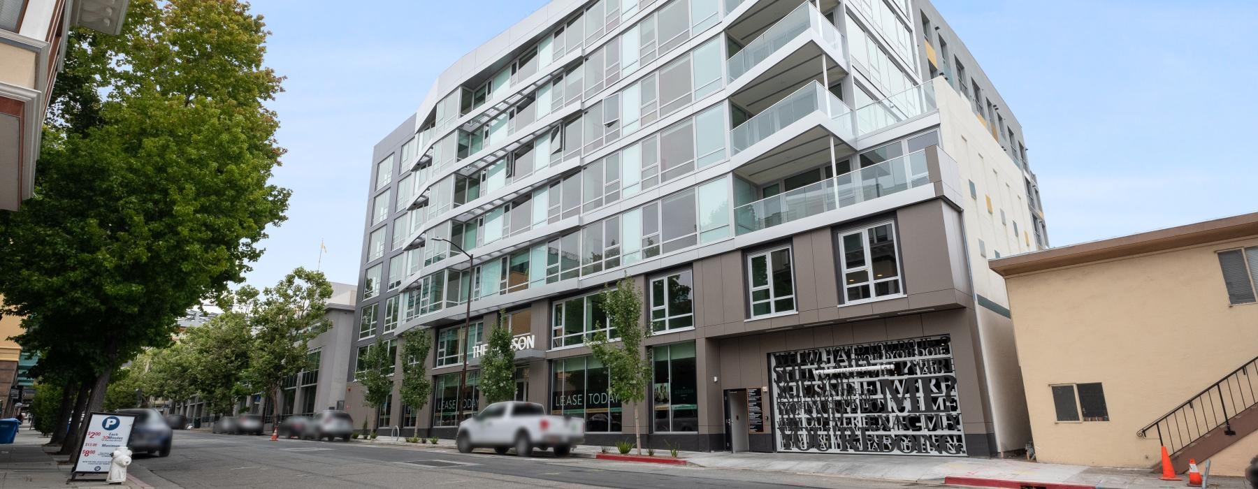 a building with a parking lot